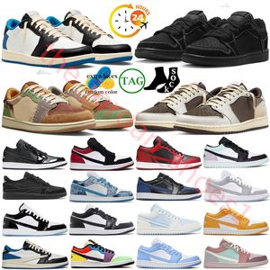 Taille 13 Jumpman 1 Panda Chaussures de basket-ball 1S Bred Black Phantom White Wolf Grey Dark Mochas Panda Reverse Mocha Olive University Blue Laser Orange Concord chaussures de sport