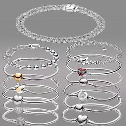 Taille 16-21cm Designer Charms Bracelets for Women 925 Silver Classic Chain Diy Fit Pandoras Spiders Crown Bracelet Bracelet Bijoux de haute qualité avec boîte en gros