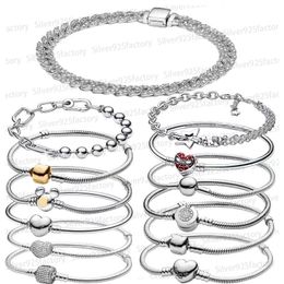 Maat 16-21 cm Designer Charms armbanden voor vrouwen diamant 925 zilveren keten Diy Fit Pandoras Spiders Crown luxe hoogwaardige armband sieraden cadeau met originele doos