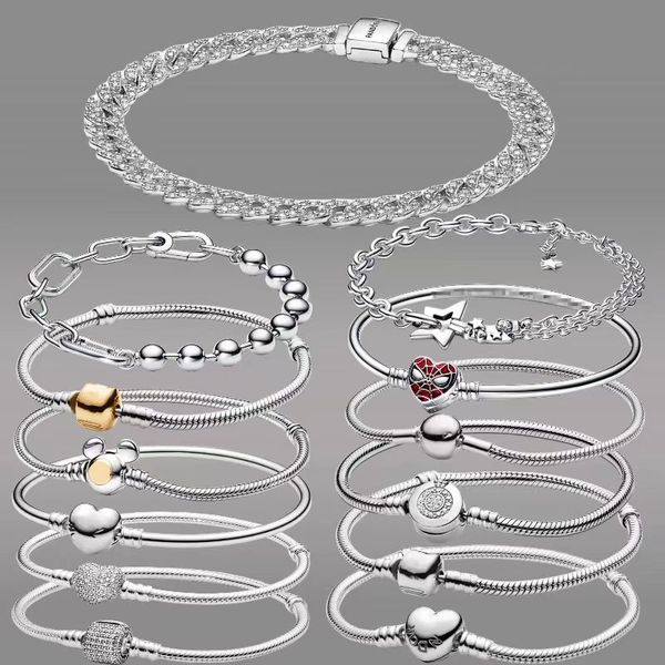 Taille 16-21cm Designer Charms Bracelets for Women 925 Silver Classic Chain Diy Fit Pandoras Spiders Crown Bracelet Bracelet Bijoux de haute qualité avec boîte en gros