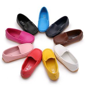 Talla 21-25, mocasines individuales de cuero para niños y niñas, zapatillas suaves para niños, mocasines de moda para niños, zapatos náuticos informales
