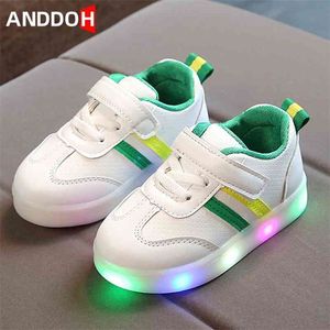 Tamaño 21-30 Retroiluminación para niños Hook Loop Led Light Up Shoes Zapatillas luminosas para bebés Zapatos brillantes Zapatillas para niños con luces 210326