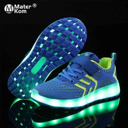 Taille 25-37 Chargeur USB Baskets lumineuses LED Chaussures d'éclairage pour enfants Baskets lumineuses pour garçonsfilles Chaussures éclairées 210329