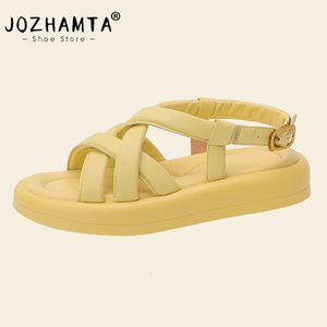 Taille 34-43 appartements Jozhamta F673D Sandales Summer Plateforme de mode Chaussures pour femmes Boucle bas Buckle Rome Sandalias décontractée 230718 A906