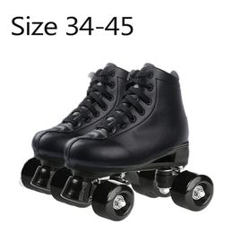 Maat 34 Roller Skate schoenen 4 Wielen Quad Sneakers Skating Pu Leather Sport Beginner Men Dames Roller Skating Shoes Wheels Shoes 240407
