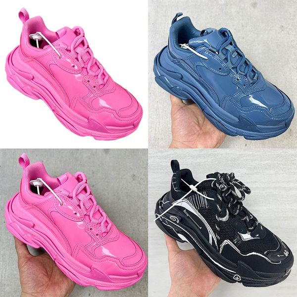 Tamaño 35-46 Zapatillas de deporte retro para mujer Zapatos deportivos elegantes de cuero brillante para hombre Zapato de diseñador popular Moda clásica Cordones bicolor Diseñador de marca de calidad superior Zapatos casuales