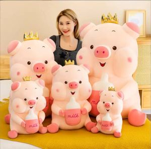 Taille 35 cm Enfants En Peluche En Peluche Cochon Rose Avec Couronne Enfants Chambre Décoration Ou Enfants Dormir Oreiller Jouet Cadeau D'anniversaire