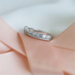 Maat 5-10 Mode 925 Sterling Zilveren Tennis Ring voor Dames Chunky Wit 5A Cubic Zirconia Trouwringen Luxe Diamant Sieraden Ring Party Valentines Day Friend Gift