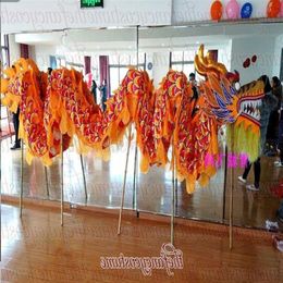 Tamaño 5 # 10m 8 estudiantes tela de seda DRAGON DANCE desfile juego al aire libre decoración de vida Traje de mascota popular china cultura especial holida253U