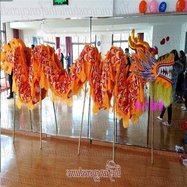 Taille 5 # 10 m 8 étudiants tissu en soie DRAGON DANCE défilé jeu en plein air décor vivant costume de mascotte folklorique chine culture spéciale holida1721