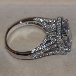 Maat 5-11 Sieraden 8ct Big Stone White Sapphire 14KT Wit goud gevulde GF Simulated Diamond Wedding Engagement Band Ring Liefhebbers Gift