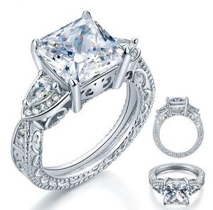 Grootte 5/6/7/8/9/10 Gloednieuwe Vrouwen Mode-sieraden Hart Cut 925 Sterling Zilver Wit Sapphire CZ Diamond Dames Wedding Band Ringen voor Lover