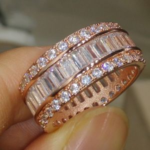 Maat 5/6/7/8/9/10 Nieuwe luxe sieraden 925 sterling zilver geel goud vergulde prinses edelstenen topaz vrouwen bruiloft band ring voor liefdescadeau