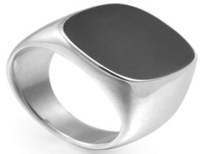 Maat 5 tot 16 roestvrij staal Signet Email Wedding Engagement Ring Cocktail Biker Hiphop Classic Simple Plain7197532