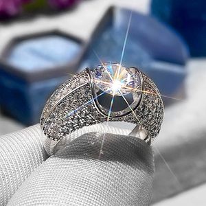 Taille 6-10 Anneau superbe design de luxe bijoux 925 Stearling Silver White CZ Diamond Gemstones Party Women Engagement Wedding Weddal Gift ALIR0114