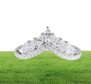 Taille 610 Bijoux de luxe Real 925 Anneau de couronne en argent sterling marquise marquise coupée blanche topaze cz diamant Moisanite Femmes Ban9057724