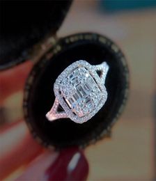 Maat 610 Nieuwe aankomst Luxe sieraden 925 Sterling Silver T Princess Cut White Topaz CZ Diamond Gemstones Eternity Women Wedding RI8356740