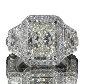 Maat 610 Unieke trouwringen Luxe sieraden 925 Sterling Silver Princess Cut White Topaz Large CZ Diamond Gemstones Eternity WOM6905933