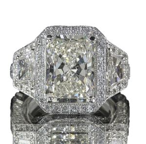 Maat 610 Unique Wedding Rings Luxe sieraden 925 Sterling Silver Princess Cut White Topaz Large CZ Diamond Gemstones Eternity WOM2857013