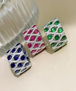 Maat 678 Vintage sieraden Weddingringen Sparkling 18K Wit goudvul Handgemaakte Hoogwaardige Sapphire 5A CZ Diamond Gemstones Part9260247