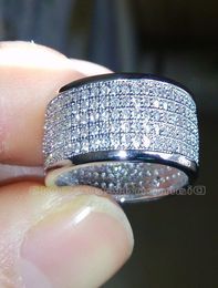 Taille 678910 Fashion Jewelry Band 10kt White Gold rempli Clear CZ Simulate Stones Wedding Party Womenring Gift1200871
