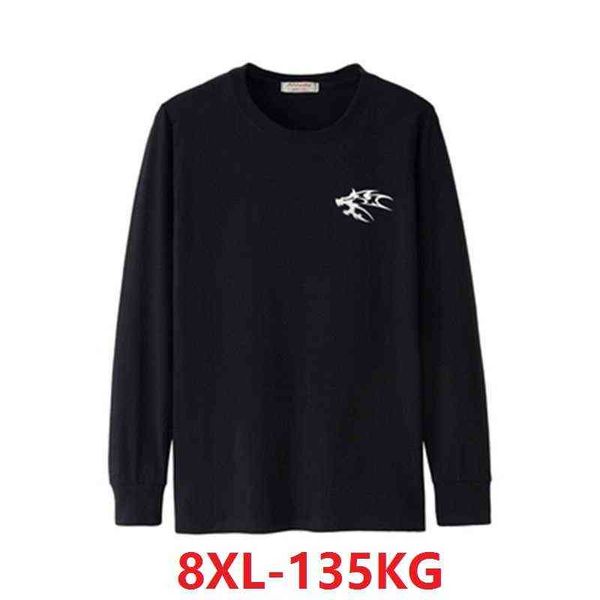 Tamaño 8XL 135 kg Barato Gran Venta Hombres Camiseta Lobo Manga Larga Invierno otoño Plus Tamaño Grande Camisetas Grandes Inicio azul marino Camisetas G1222