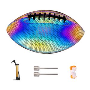 Taille 9 Entraînement brillant Rugby Ball Luminal Light Up Reflective Pu Leather SAFE SAFE Great American Football Toy Cadeaux 240402