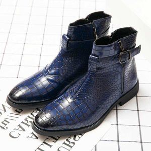 Taille Big HBP 38-48 Boots de cheville en cuir de couleur bleu non brand 38-48