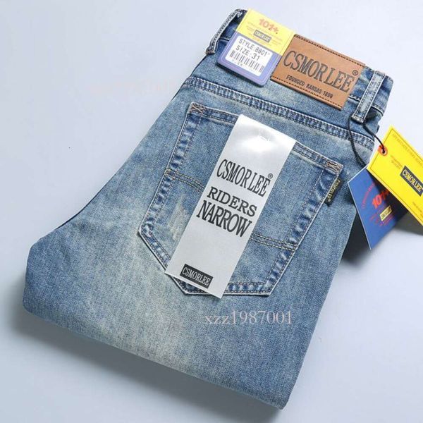 Tamaño Fit Jeans Moda Grande Alto Delgado Pierna Recta Elástico Otoño e Invierno Grueso Hombres Ceniza Casual