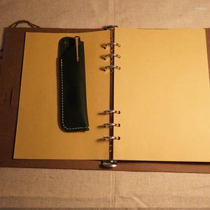 Grootte Handgemaakt notitieboekje Echt leer Journal Cover Riemslot Bruin Kleur Boekvuller Kraftpapier Schoolbenodigdheden