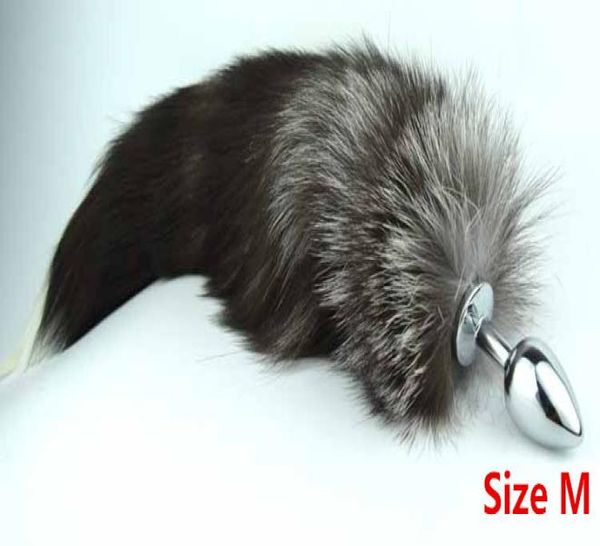 Taille M 34 mm80 mm en acier inoxydable Plug Anal Fox Tail Animal Roleplay Cosplay Butt Plug Adults Products Sex Sex Toys for Men Women Q6445075