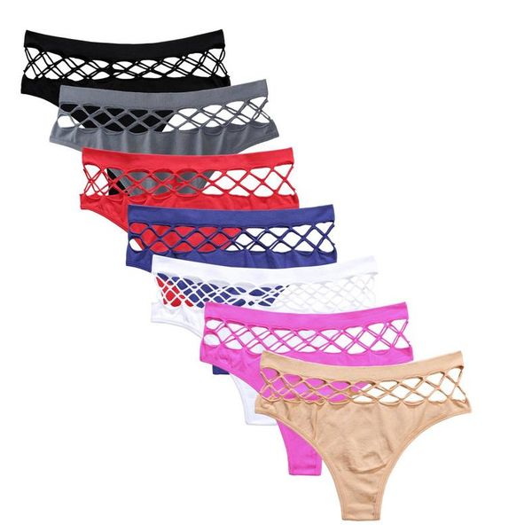 Taille M-XL Woemn's Mesh String Culotte Sexy Haute Élastique Coton Moyen Wasit Sous-Vêtements Mémoires Shorts Femme