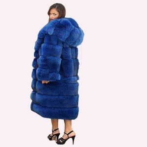 Tamaño más 4XL chaqueta de imitación mujer moda imitación abrigo de visón señora azul hermosa abundancia piel parka mujer prendas de vestir exteriores T220810