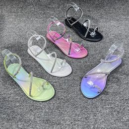 Size Plus Fashion Rhinestone Summer Flat Womens Outwear Beach Casual Slip on Romen Sandals Sandalias De Mujer 240428 756