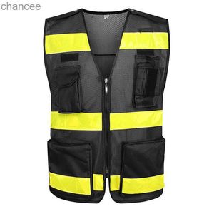 Maat S-4XL Reflecterend vest Reflecterend fietsvest met hoge zichtbaarheid en meerdere zakken Veiligheidsvest voor bewaker HKD230828