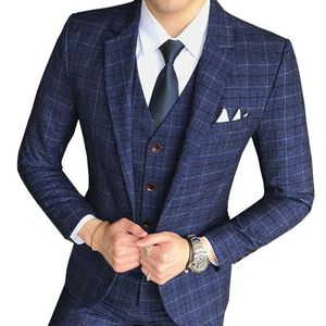Taille S-5X (veste 1 pièce) Nouvelle mode pour hommes Boutique Treillis Business Casual Blazer Robe de mariée Robe de mariée formelle Blazer Hommes Manteau X0909