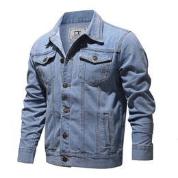 Taille S-5xl Spring and Automn Style Boutique Pure Cotton Fashion Blue Black Mens Casual Denim Jacket Slim Cowboy Coat 240421
