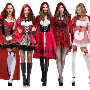 Taille S-6XL Halloween Dames Petit Chaperon Rouge Costume Fantasy Hen Party Robe Cosplay Jeu Uniforme Fantaisie Robe Y0903