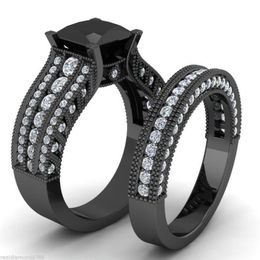 Taille5 6 7 8 9 10 Victoria Weick VJewelry 14kt or noir rempli de saphir noir Zircone or Femmes Mariage Fiançailles Bague de Mariée s227v