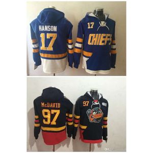 SJ 2017 NUEVA Jerseys de hockey de jueves Charlestown 17 Steve Hanson Blue Erie Otters 97 Connor McDavid Sports Sketshirts Jackets