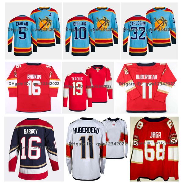 SJ 2022 Rétro inversé Matthew Tkachuk Panthers Jerseys Aleksander Barkov Jaromir Jagraaron Ekblad Sergei Bobrovsky Spencer Knight Maxim Mamin