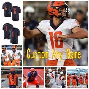 Sj Custom Illinois Fighting Illini College Football Jerseys 51 Kevin Hardy 56 Ethan Tabel 6 Dominic Stampley 8 A.J. Jenkins Hombres Mujeres Cosido