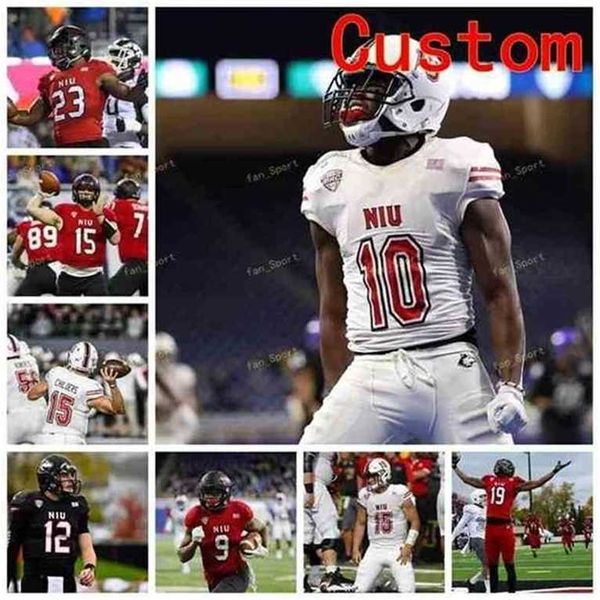 Sj Custom Northern Illinois Huskies NIU College Football Jerseys 27 Mark Aitken 29 Woodly Appolon 3 Burkhead Richie 31 Mark Kellar Cousu