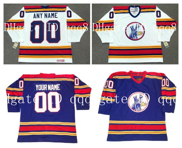 SJ Custom Vintage Kansas City Scouts New England Whalers Personnalisation des maillots de hockey sur glace ED n'importe quel numéro de nom S-xxxxl