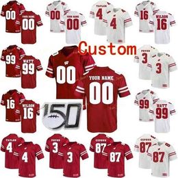 SJ Custom Wisconsin Badgers College Football Jerseys 25 Melvin Gordon III 27 Rafael Gaglianone 3 Kendric Pryyor Hommes Femmes Jeunes Cousu