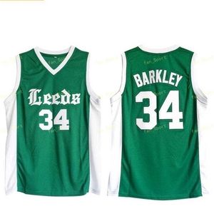 Sj Men's Leeds High School # 34 Maillot Charles Barkley Maillot de basket-ball universitaire cousu vert Taille rapide S-XXL