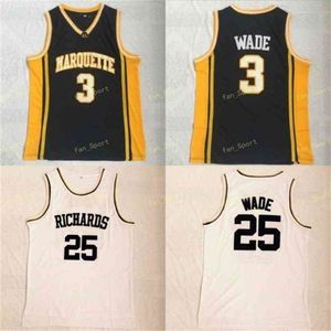 SJ Mens Marquette Golden Eagles Dwyane Wade #3 College Basketball Jerseys #25 Dwyane Wade Richards High School Stitched Jersey