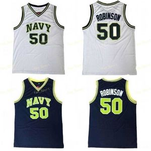 Sj Naval Academy Navy Midshipmen College David 50 Robinson Jersey Hommes Bleu Marine Couleur Université Basketball Maillots Robinson Sport Uniformes