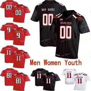 SJ NCAA College Jerseys Texas Tech 13 Cameron Batson 14 Dylan Cantrell 16 Caleb Griffin 16 Nic Shimonek 81 Dave Parks Custom Football Stitched