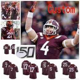 Sj NCAA College Jerseys Virginia Tech Hokies 5 Tyrod Taylor 6 Grimsley 7 Michael Vick 78 Bruce Smith 83 Tayvion Robinson Football personnalisé